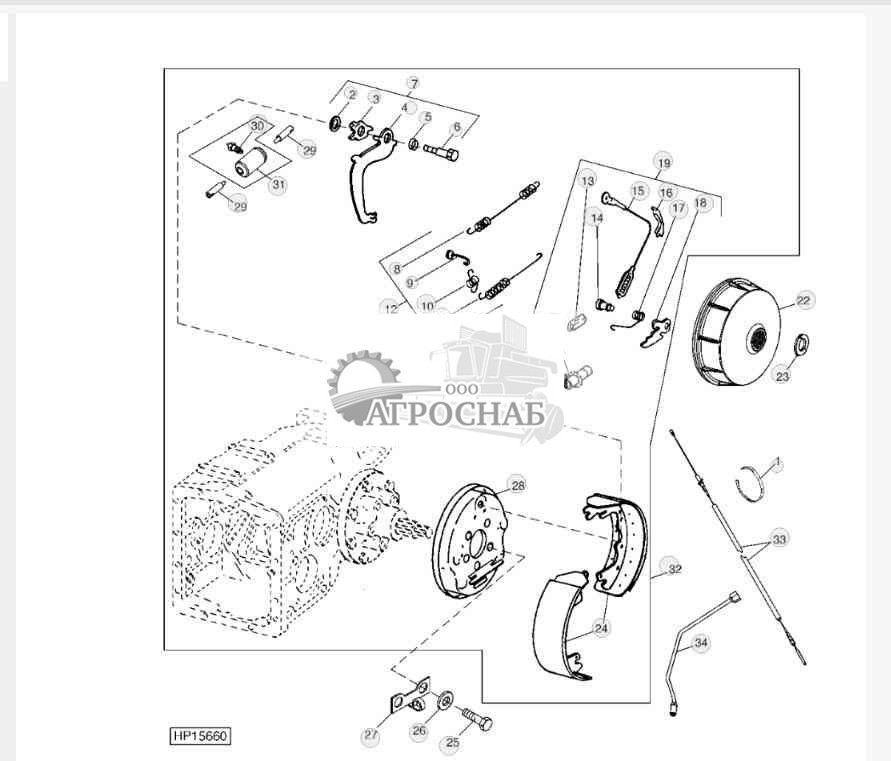 BRAKE SHOES AND DRUM (L.H. ILLUSTRATED) 